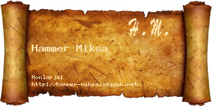 Hammer Miksa névjegykártya